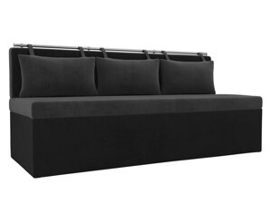 Кухонный прямой диван Метро | Серый | черный