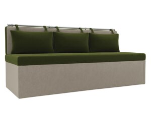 Кухонный прямой диван Метро | Зеленый | Бежевый