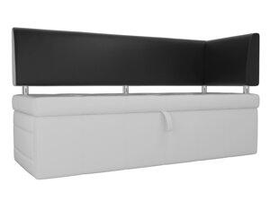 Кухонный прямой диван Стоун с углом | Белый | Черный