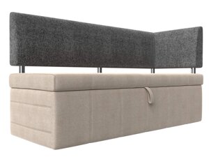 Кухонный прямой диван Стоун с углом | бежевый | Серый