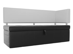 Кухонный прямой диван Стоун с углом | Черный | Белый