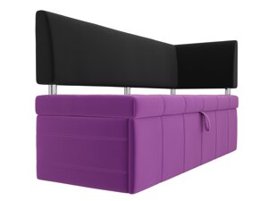 Кухонный прямой диван Стоун с углом | Фиолетовый | Черный