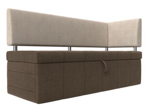 Кухонный прямой диван Стоун с углом | Коричневый | Бежевый