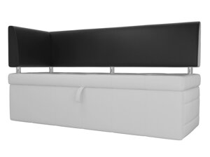 Кухонный прямой диван Стоун с углом левый | Белый | Черный