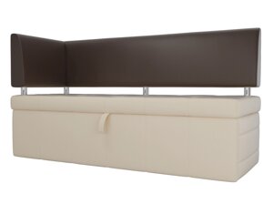 Кухонный прямой диван Стоун с углом левый | бежевый | коричневый