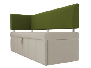 Кухонный прямой диван Стоун с углом левый | бежевый | зеленый