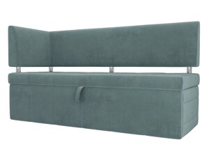 Кухонный прямой диван Стоун с углом левый | бирюзовый