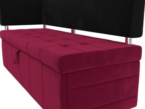 Кухонный прямой диван Стоун с углом левый | Бордовый | Черный