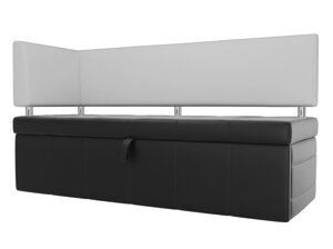 Кухонный прямой диван Стоун с углом левый | Черный | Белый