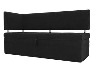 Кухонный прямой диван Стоун с углом левый | Черный