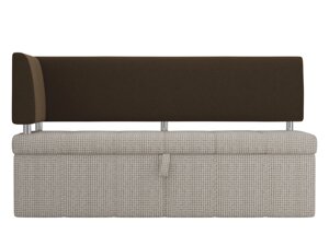 Кухонный прямой диван Стоун с углом левый | Корфу 02 | коричневый