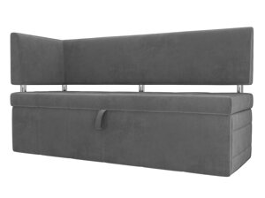 Кухонный прямой диван Стоун с углом левый | Серый