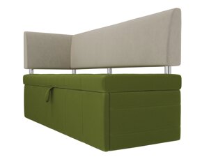 Кухонный прямой диван Стоун с углом левый | Зеленый | Бежевый