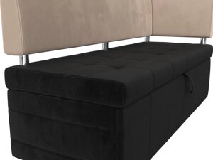 Кухонный прямой диван Стоун с углом правый | Черный | Бежевый