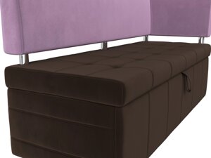Кухонный прямой диван Стоун с углом правый | Коричневый | Сиреневый
