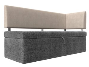 Кухонный прямой диван Стоун с углом | серый | бежевый