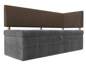 Кухонный прямой диван Стоун с углом | Серый | коричневый