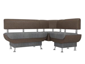 Кухонный угловой диван Альфа | Серый | коричневый