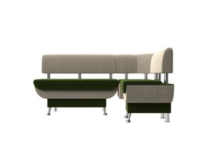 Кухонный угловой диван Альфа | Зеленый | Бежевый