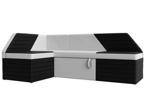 Кухонный угловой диван Дуглас левый угол | Белый | Черный