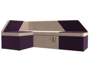 Кухонный угловой диван Дуглас левый угол | бежевый | фиолетовый