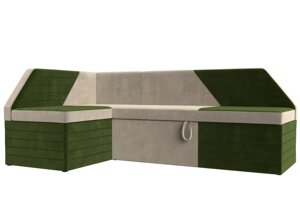 Кухонный угловой диван Дуглас левый угол | бежевый | зеленый