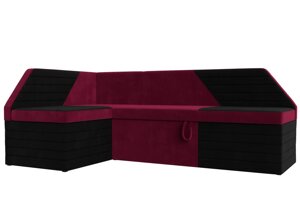 Кухонный угловой диван Дуглас левый угол | Бордовый | Черный