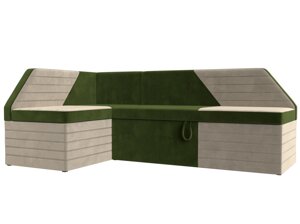 Кухонный угловой диван Дуглас левый угол | Зеленый | Бежевый