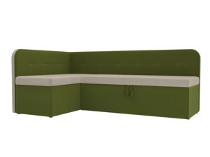 Кухонный угловой диван Форест левый угол | бежевый | зеленый