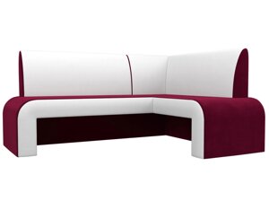 Кухонный угловой диван Кармен | Бордовый | Белый