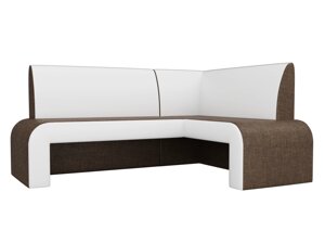 Кухонный угловой диван Кармен | коричневый | белый