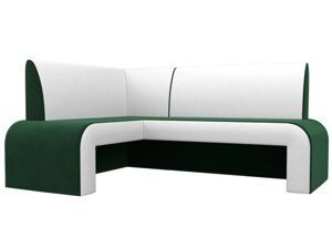 Кухонный угловой диван Кармен левый угол | Зеленый | Белый