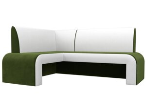 Кухонный угловой диван Кармен левый угол | Зеленый | Белый