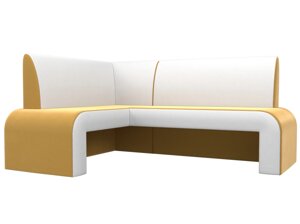Кухонный угловой диван Кармен левый угол | Желтый | Белый