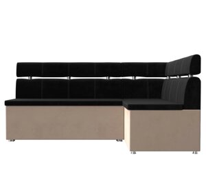 Кухонный угловой диван Классик | Черный | Бежевый