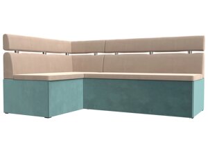 Кухонный угловой диван Классик левый угол | Бежевый | Бирюзовый
