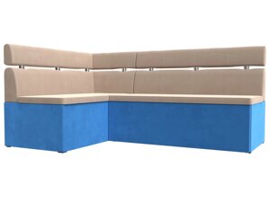 Кухонный угловой диван Классик левый угол | Бежевый | Голубой
