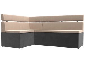 Кухонный угловой диван Классик левый угол | Бежевый | Серый