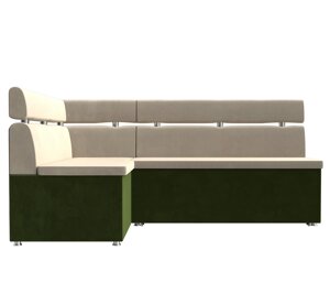 Кухонный угловой диван Классик левый угол | бежевый | зеленый