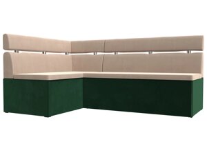 Кухонный угловой диван Классик левый угол | Бежевый | Зеленый