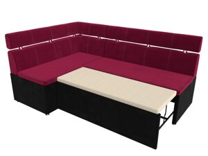 Кухонный угловой диван Классик левый угол | Бордовый | Черный