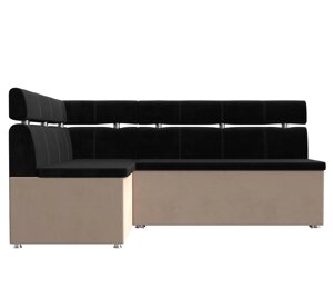 Кухонный угловой диван Классик левый угол | Черный | Бежевый