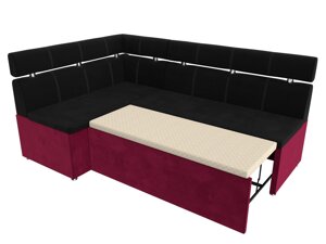 Кухонный угловой диван Классик левый угол | Черный | Бордовый