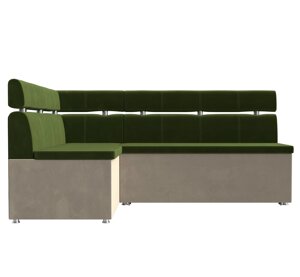 Кухонный угловой диван Классик левый угол | Зеленый | Бежевый