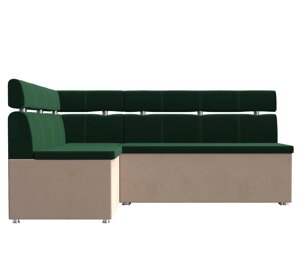Кухонный угловой диван Классик левый угол | Зеленый | Бежевый
