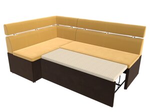 Кухонный угловой диван Классик левый угол | Желтый | коричневый