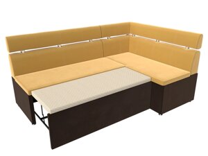 Кухонный угловой диван Классик правый угол | Желтый | коричневый