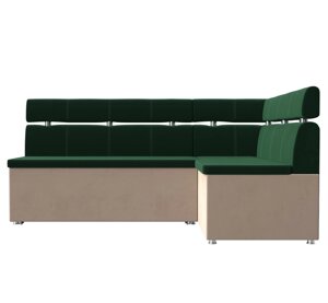 Кухонный угловой диван Классик | Зеленый | Бежевый