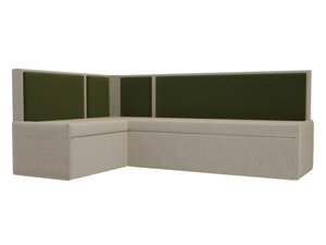 Кухонный угловой диван Кристина левый угол | Бежевый | Зеленый