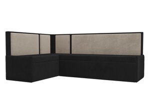 Кухонный угловой диван Кристина левый угол | Черный | Бежевый